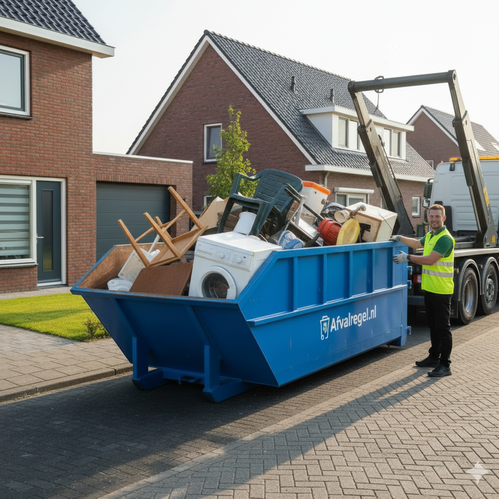10m3 afzet container met grofvuil