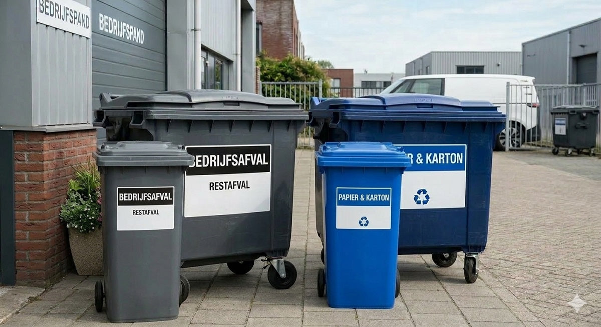 Rolcontainer Afvalregel karton en restafval