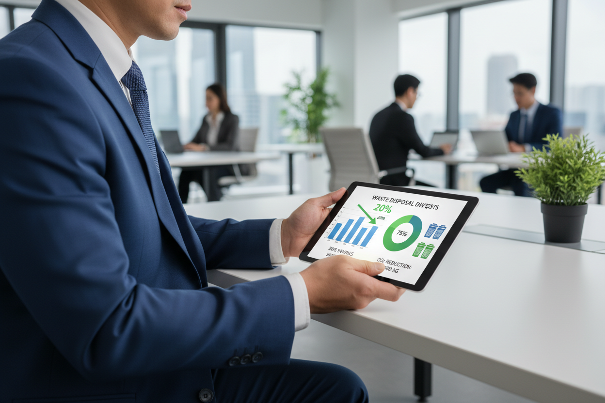 Afvalfactuur analyse tablet met data