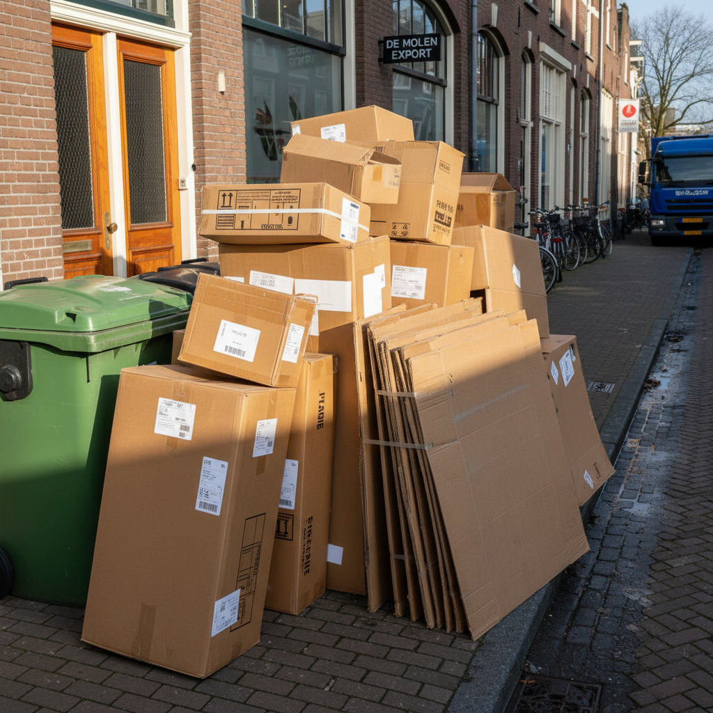 Los karton op de stoep bedrijfsmatig