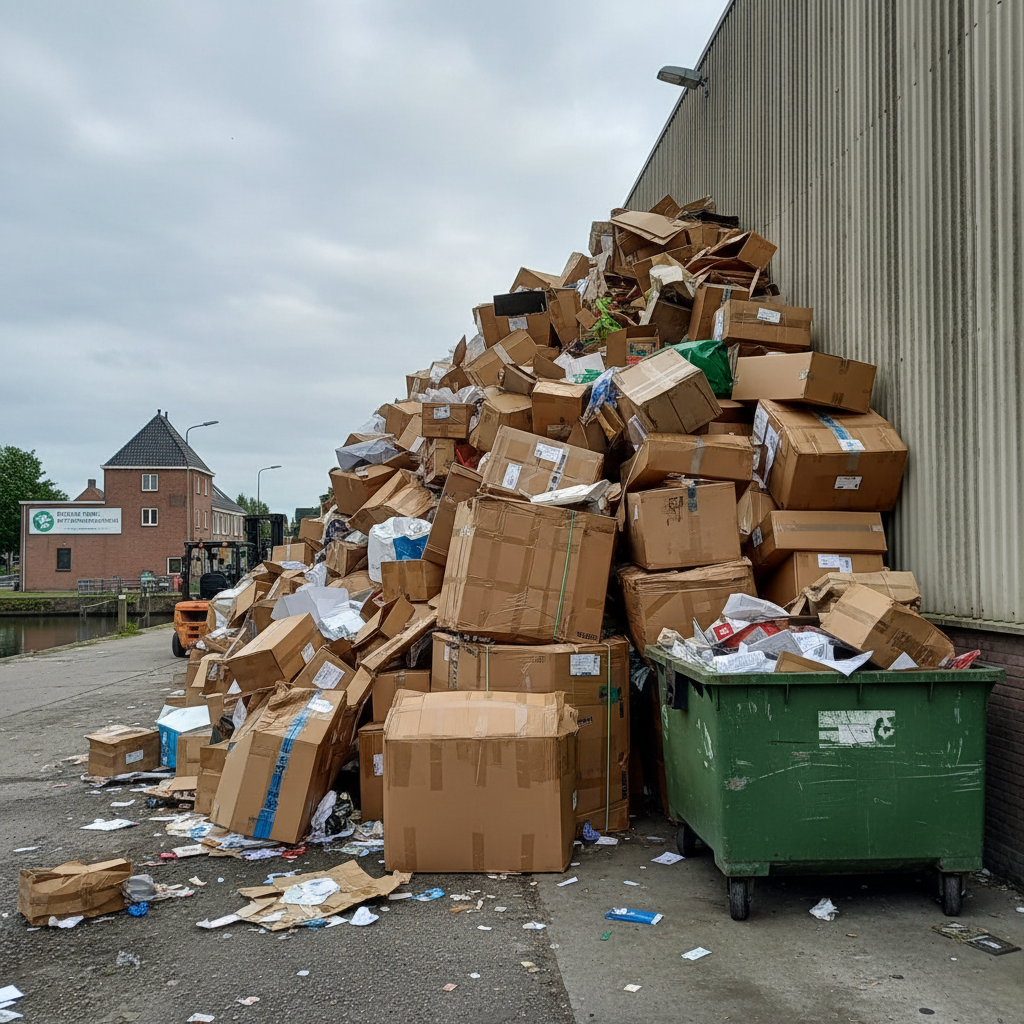 Grote hoeveelheid gebruikt karton