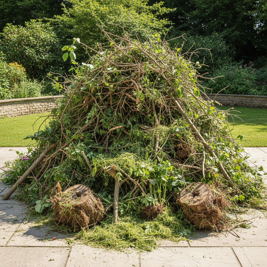 Groenafval - grote hoeveelheid takken, struiken en tuinafval voor 10m3 container
