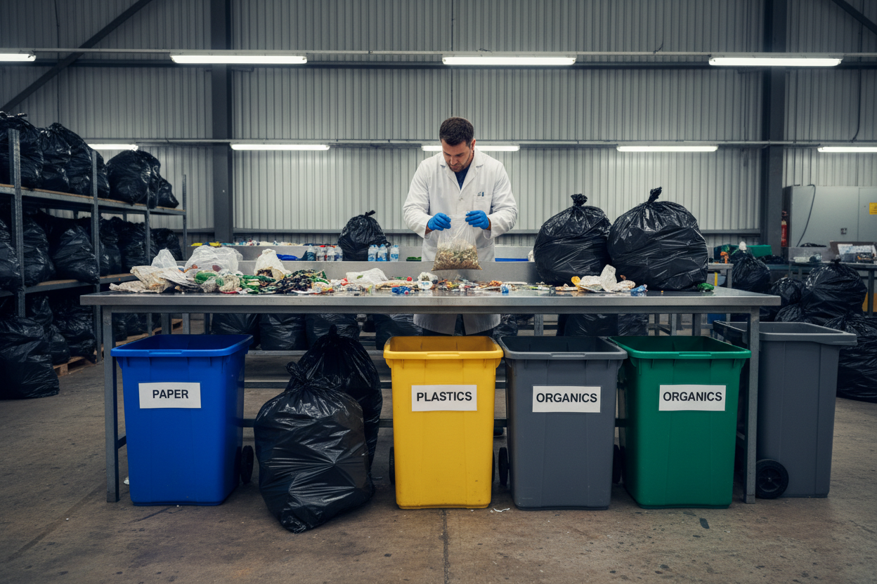 Restafvalanalyse indoor met containers